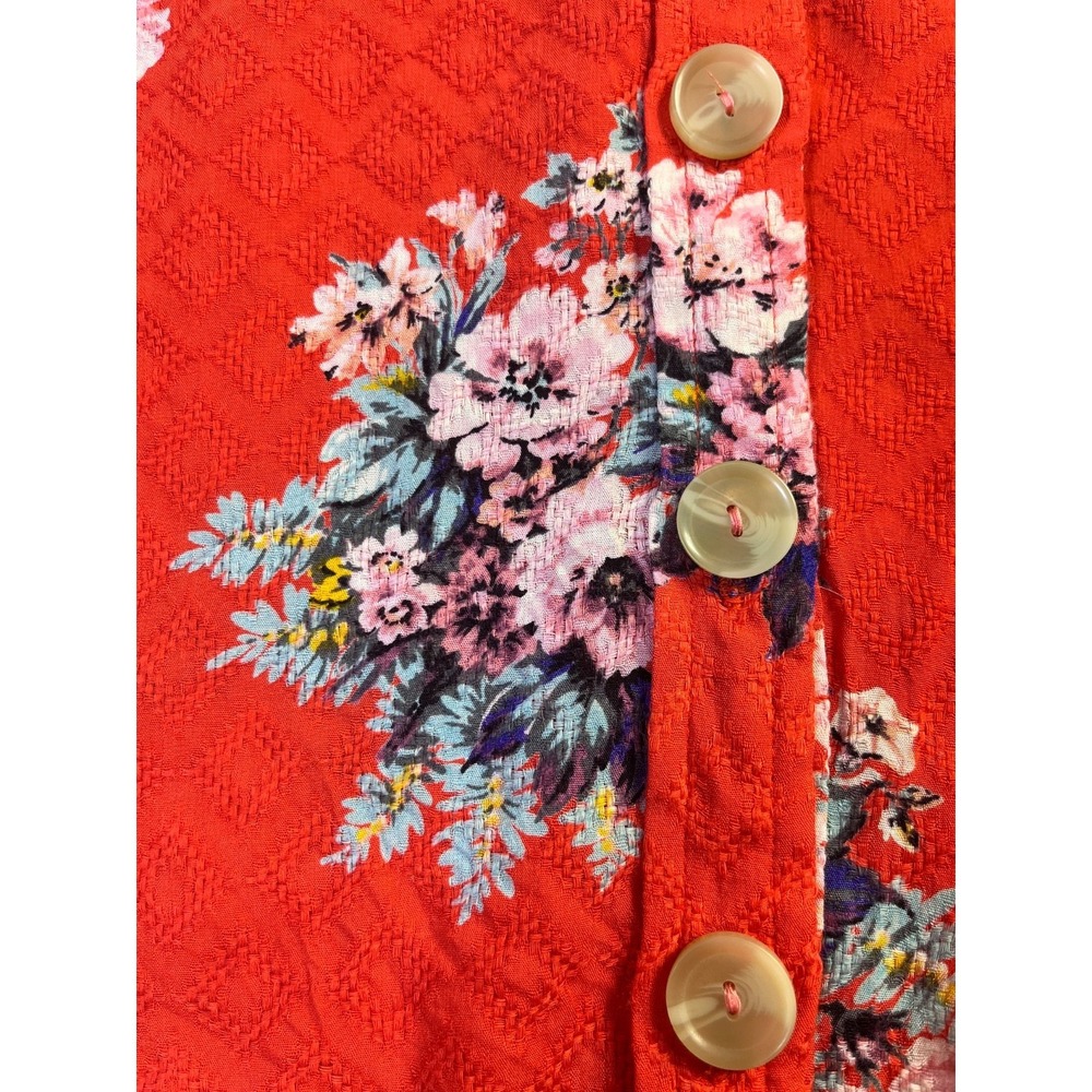 Anthropologie Maeve Hansley Orange Floral V Neck Boho Top Womens sz 10 Summer - Picture 2 of 16